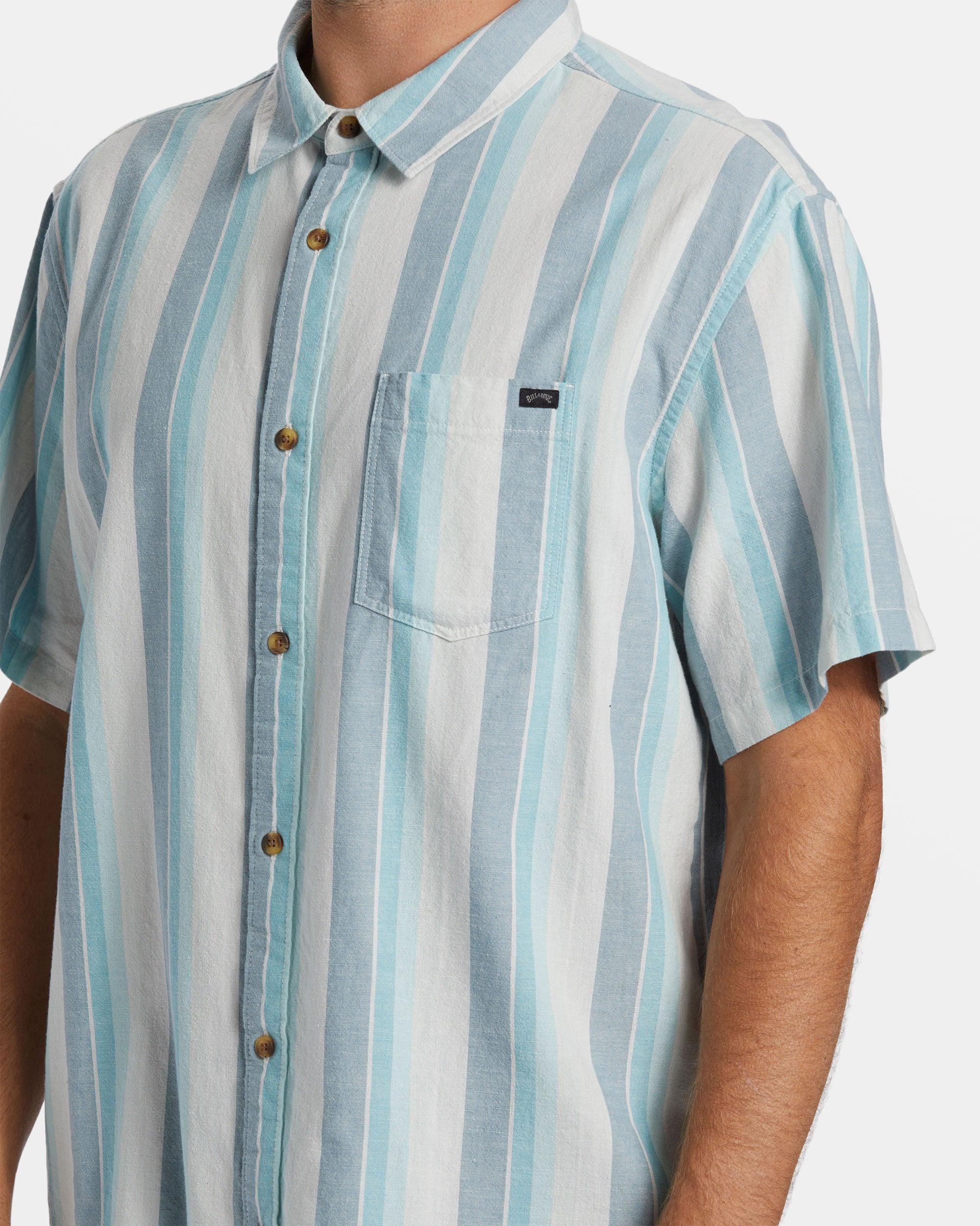 All Day Stripe Short Sleeve Shirt - Dusty Navy Male Product Image