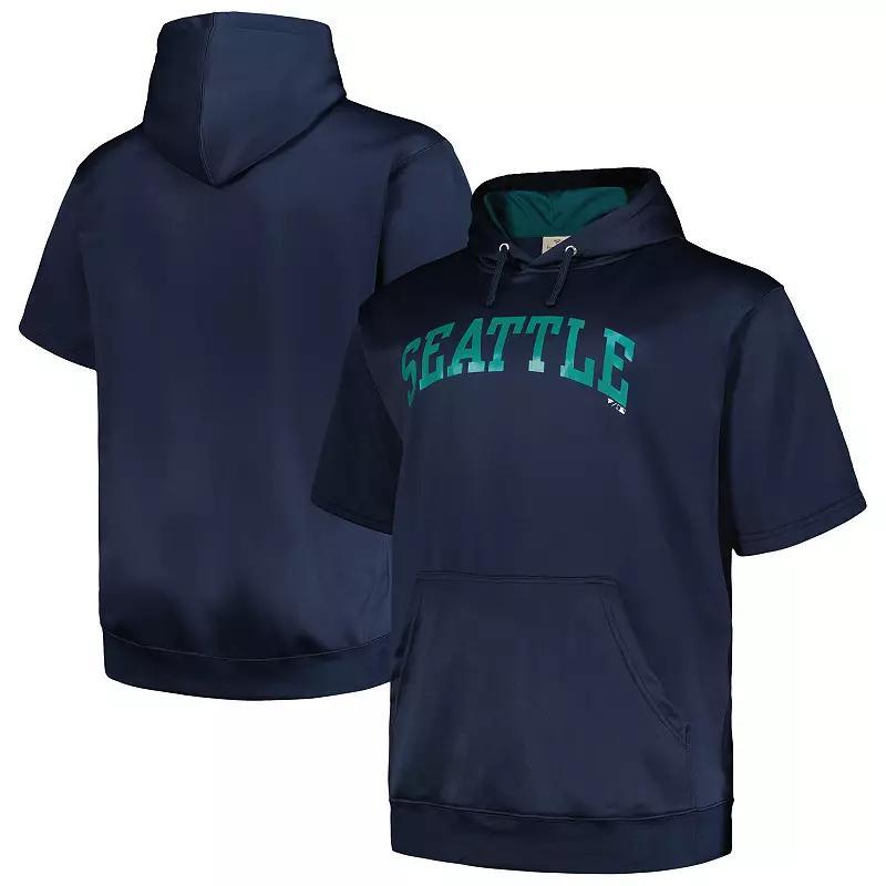 Mens Profile Navy Seattle Mariners Big & Tall Contrast Short Sleeve Pullover Hoodie Product Image