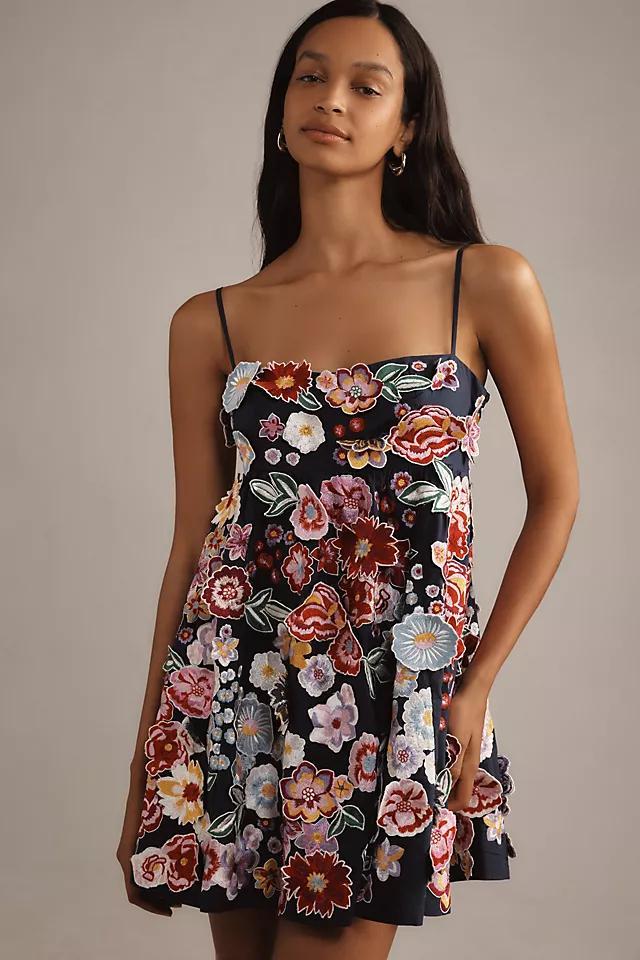 By Anthropologie Sleeveless 3D Floral Babydoll Mini Dress Product Image