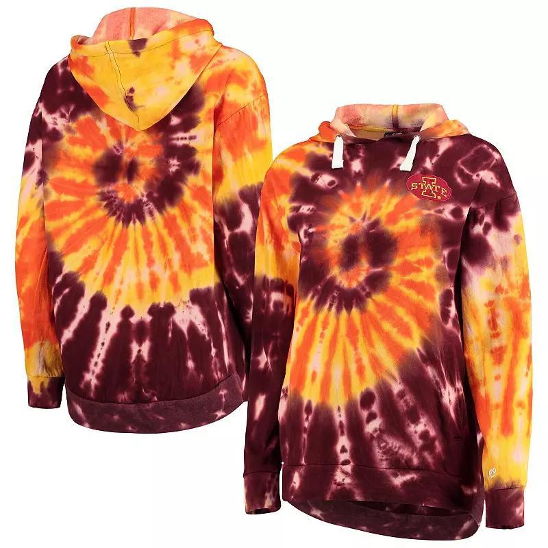 Womens Colosseum Cardinal Iowa State Cyclones Slow Ride Spiral Tie-Dye Oversized Pullover Hoodie Product Image