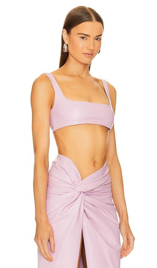 Lapointe Faux Leather Scoop Bra Top in Lavender. Product Image