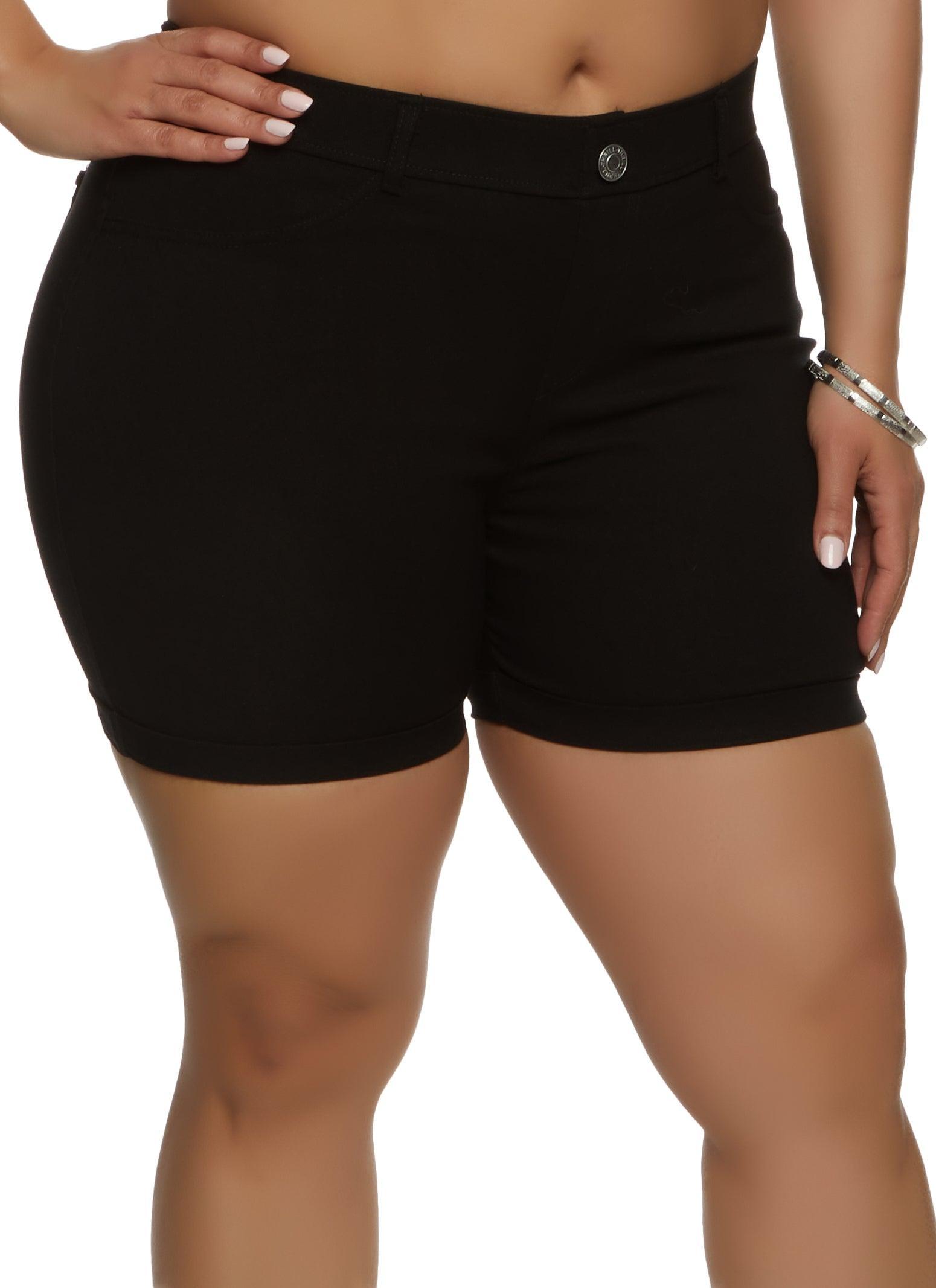 Womens Plus Size Faux Button Hyperstretch Shorts Product Image