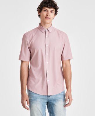 Alfani Mens Geometric Short Sleeve Button Front Performance Shirt, Created for Macys Product Image