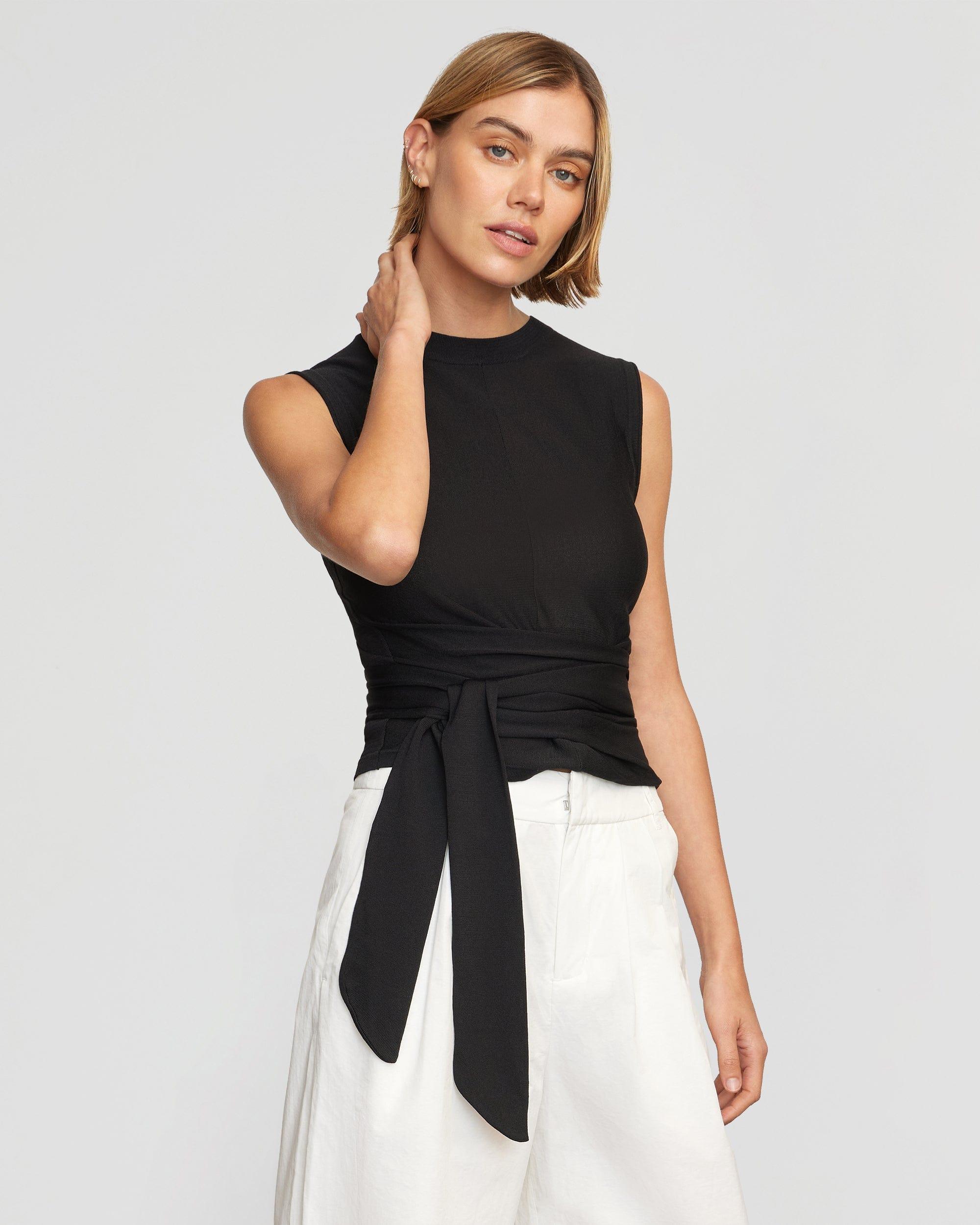 Rumi Cropped Sleeveless Wrap Top Product Image