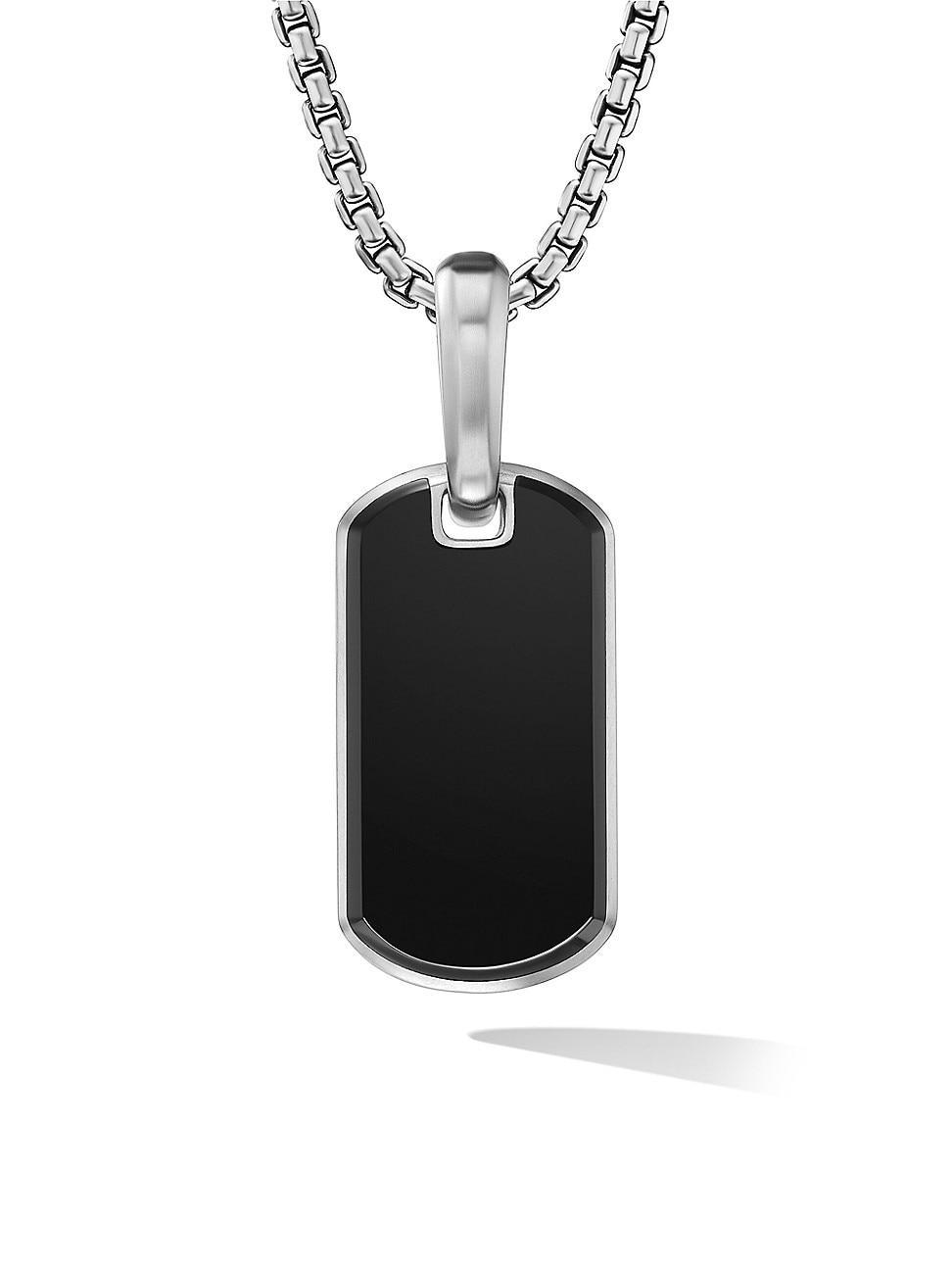 Mens Chevron Tag Enhancer with Black Onyx in Silver, 21mm Product Image