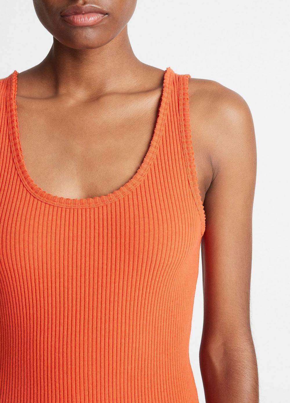 Raw-Edge Ribbed Scoop-Neck Tank Product Image