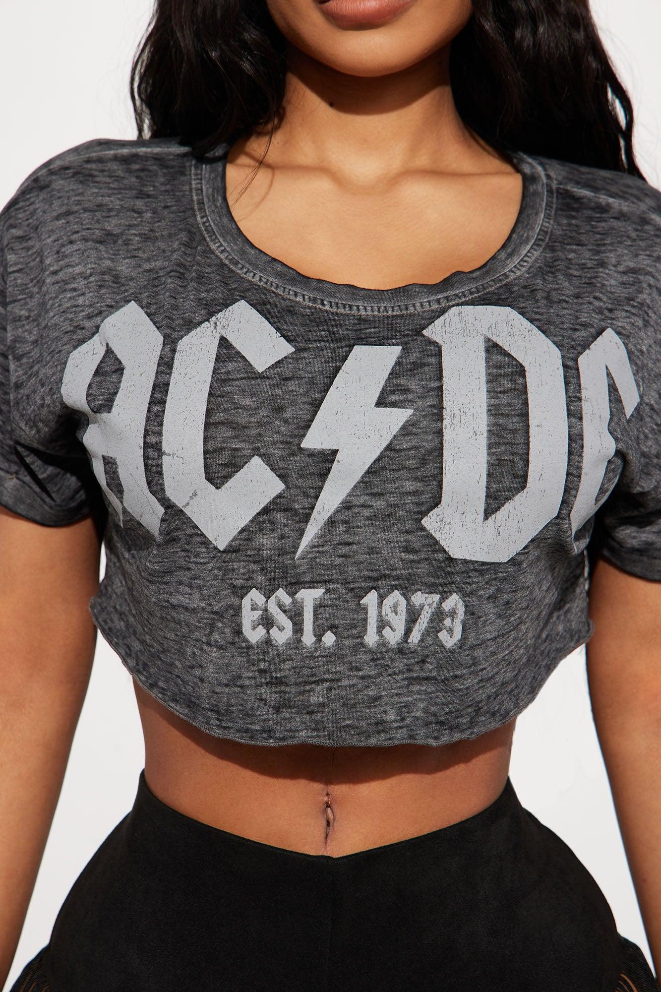 ACDC Burnout Crop Top - Black Product Image