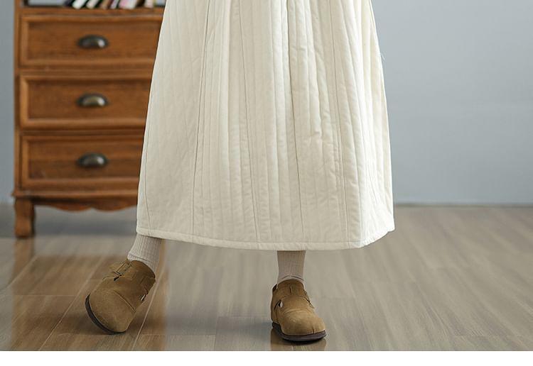 Elastic Waist Plain Padded Midi A-Line Skirt Product Image