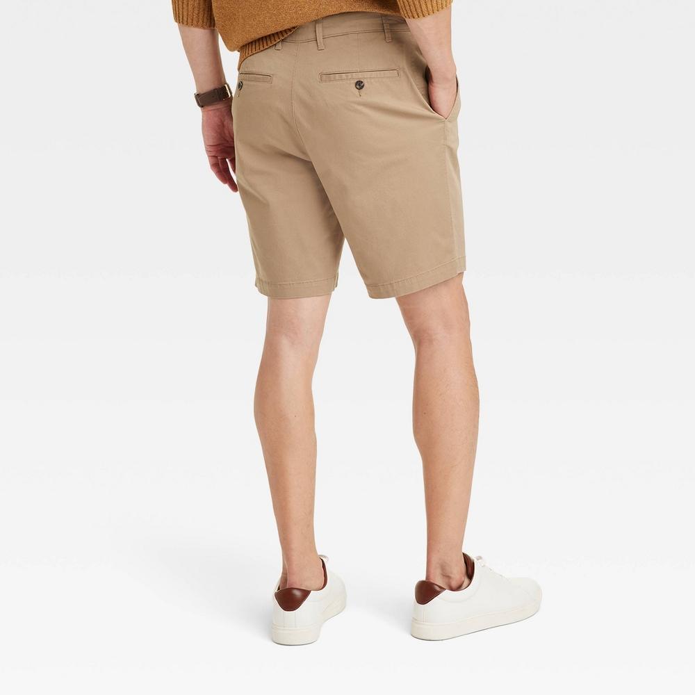 Mens Every Wear 9 Slim Fit Flat Front Chino Shorts - Goodfellow & Co Sculptural Tan 28 Product Image