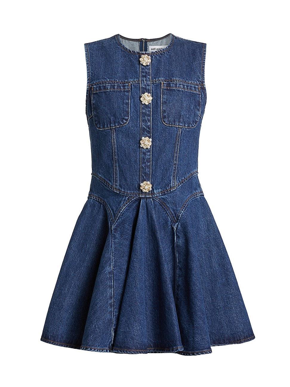 Womens Denim Skater Mini Dress Product Image