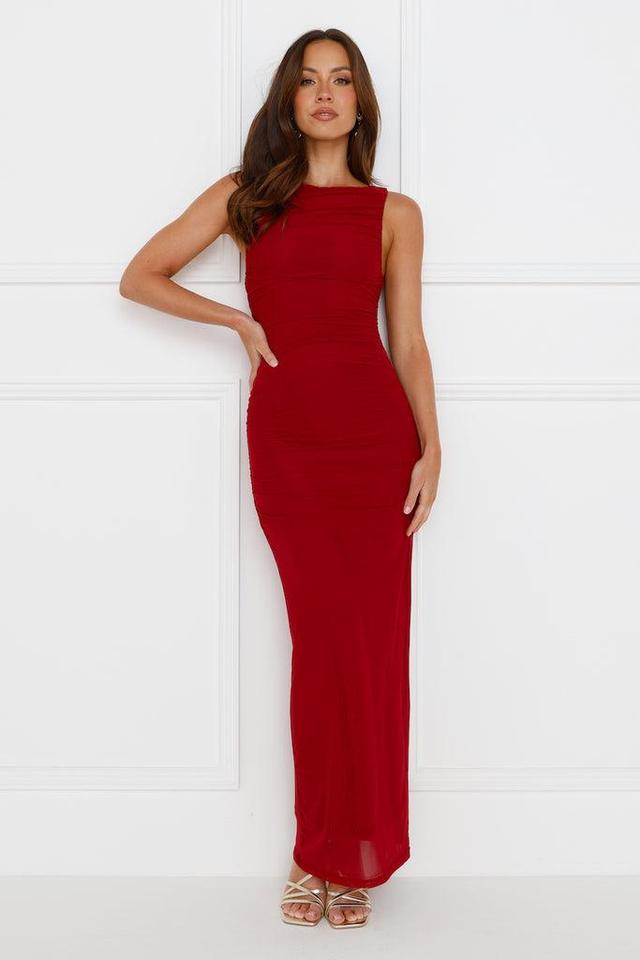 Designed Moments Mesh Maxi Dress Burgundy Product Image