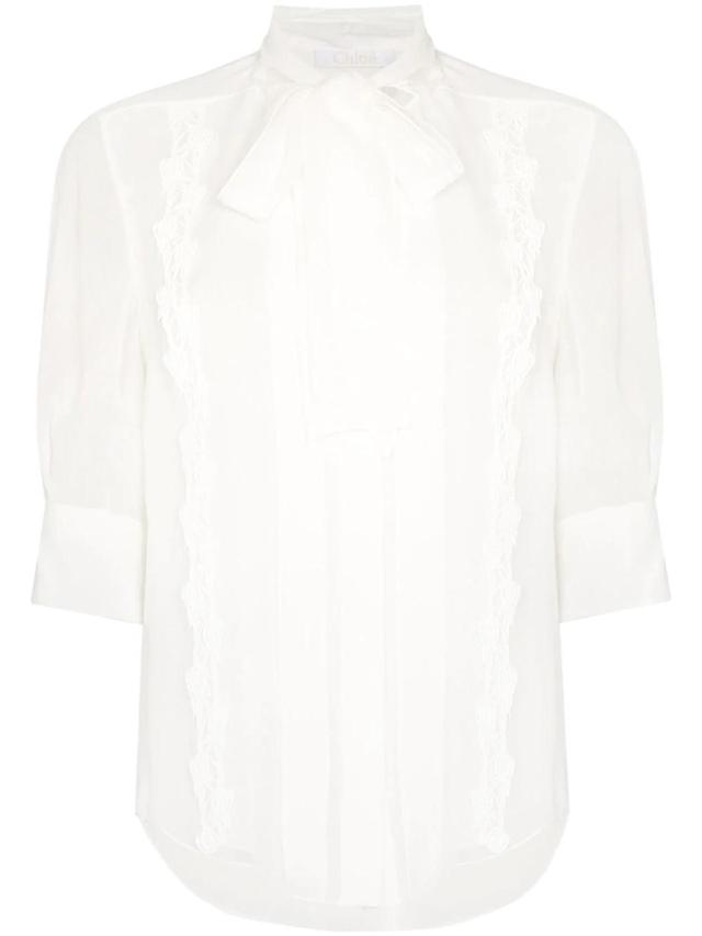 CHLOÉ Scarf-neck Silk Shirt In White Product Image