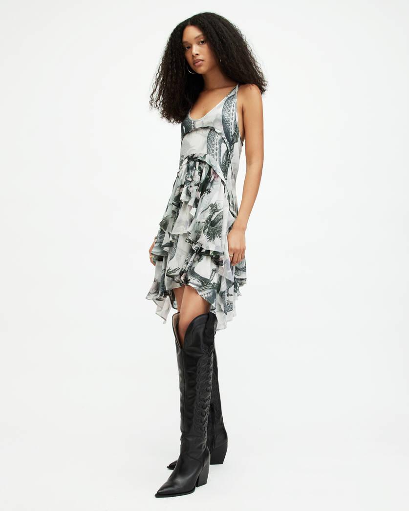 Cavarly Floral Valley Ruffled Mini Dress Product Image