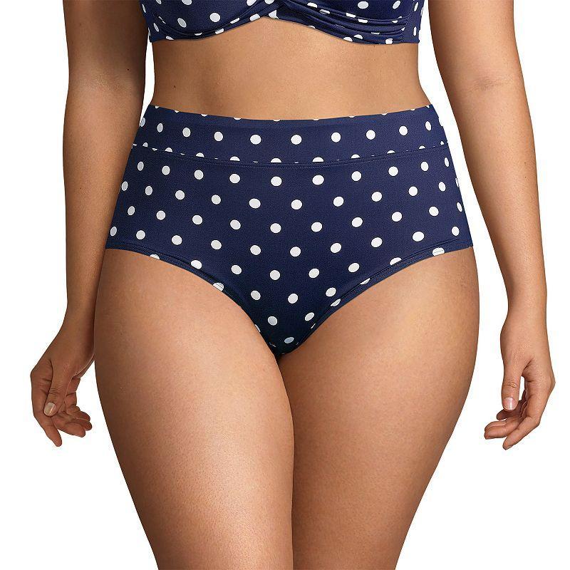 Lands End Womens Tummy Control High Waisted Bikini Swim Bottoms Print Product Image