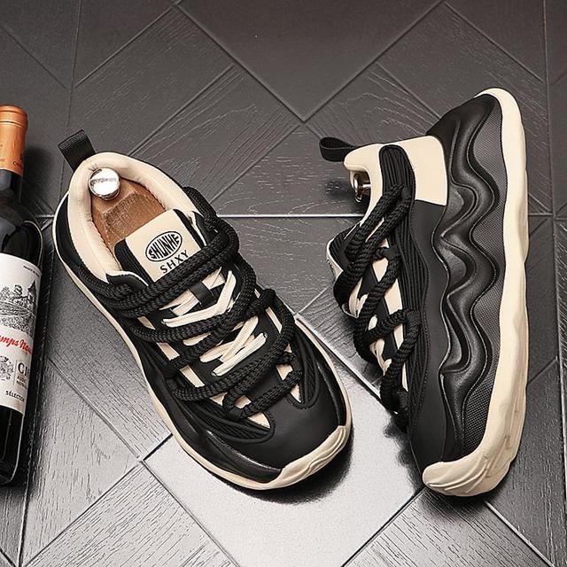 Platform Two Tone Lace-Up Sneakers Product Image