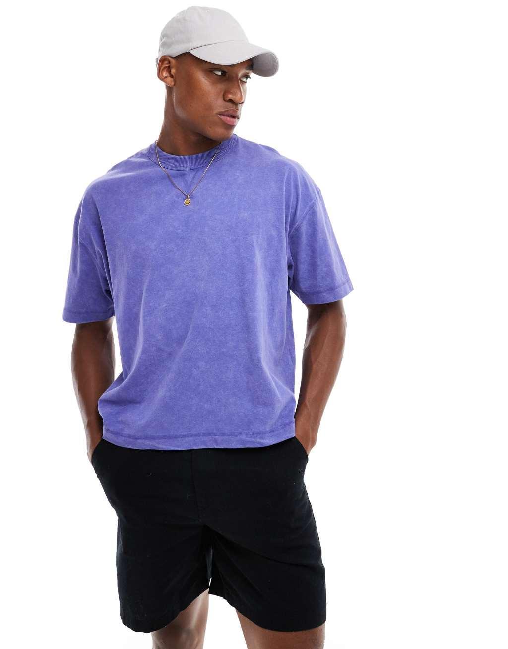 ASOS DESIGN oversized boxy t-shirt in washed blue Product Image