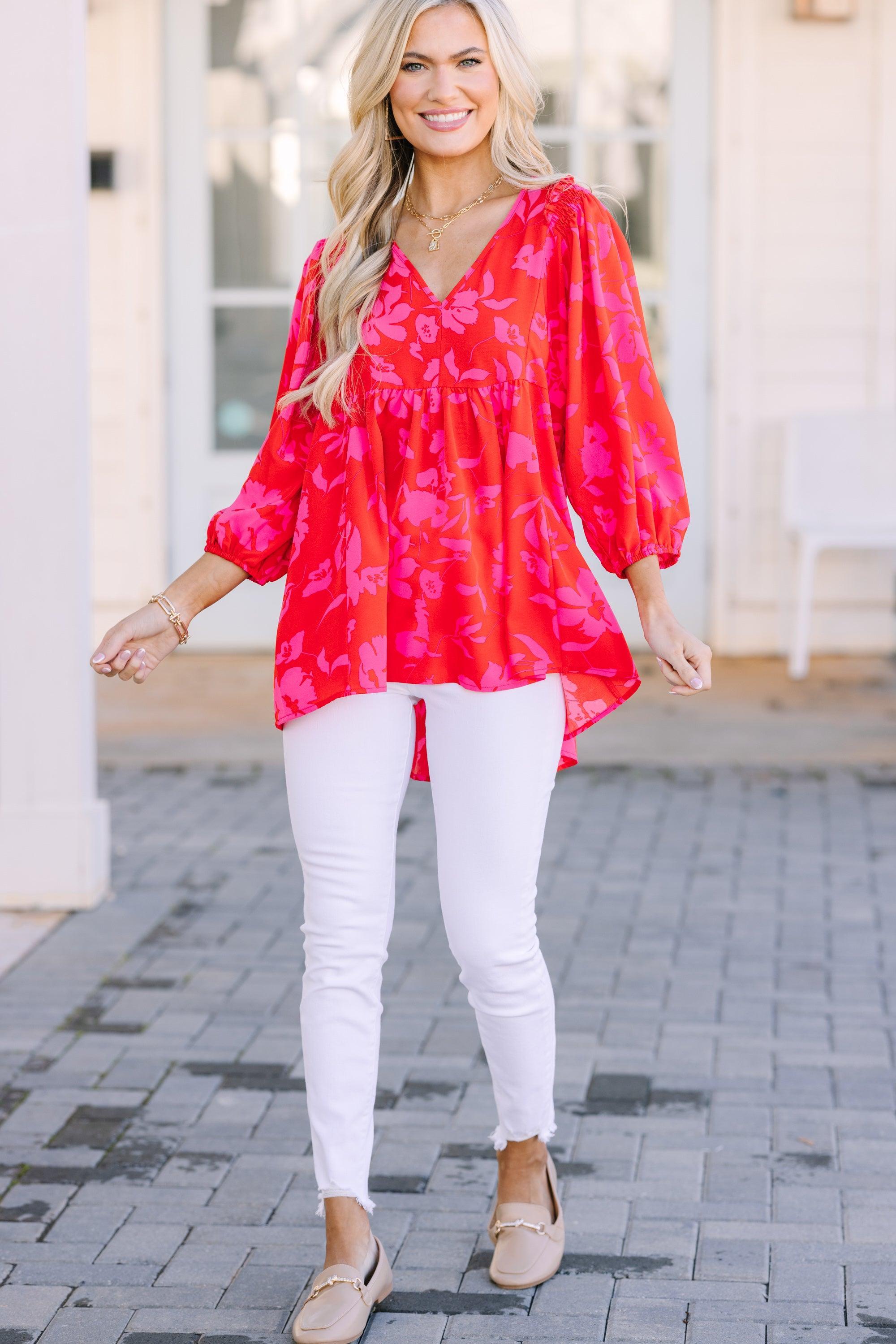 Feeling Wild Fuchsia Pink Floral Tunic Female Product Image