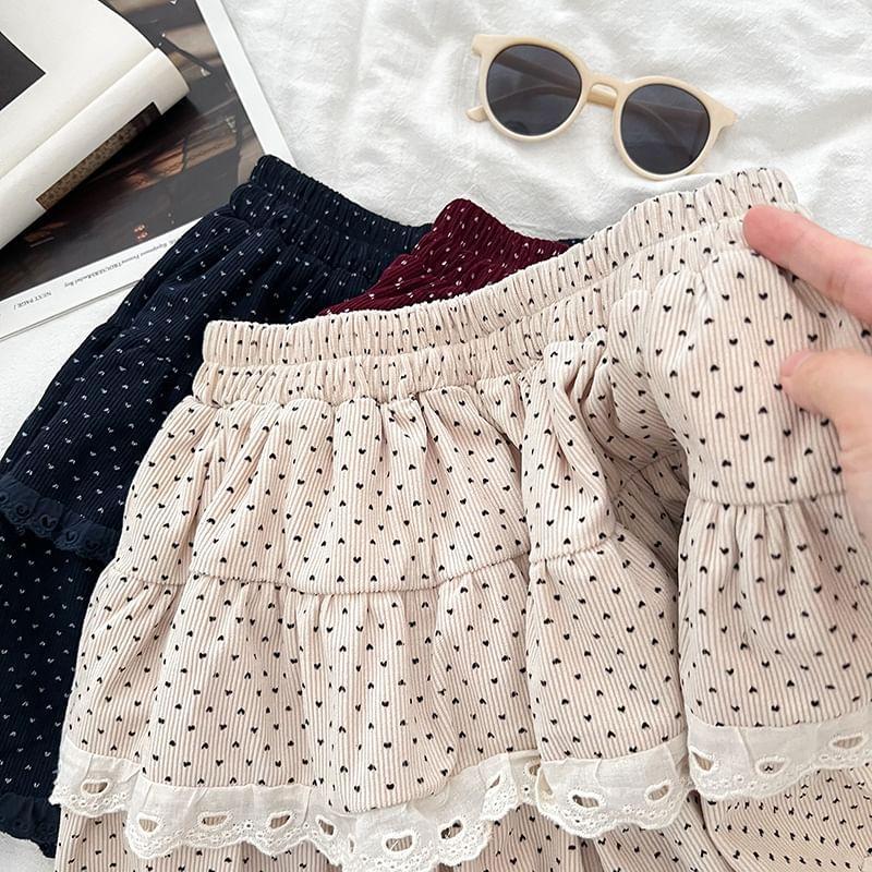 High Rise Polka Dot Ruffle Trim Mini A-Line Skirt Product Image