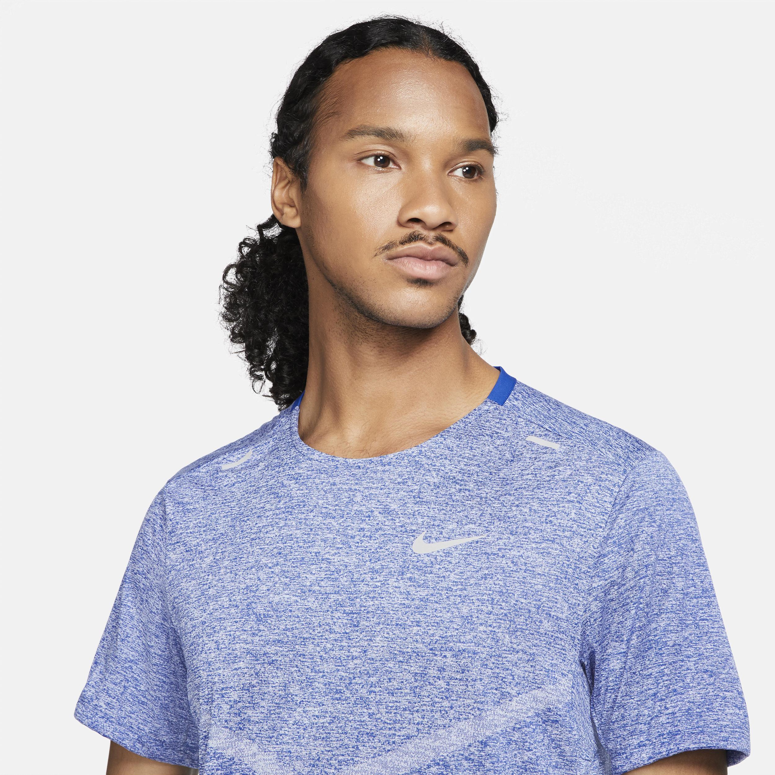 Nike Mens Dri-Fit Rise 365 Short Sleeve T-Shirt - Reflective Silver/Game Royal Product Image