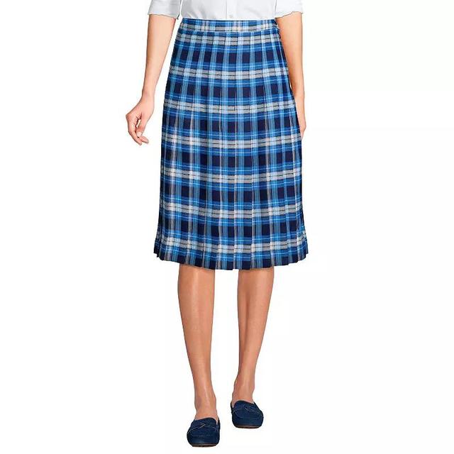 Womens Lands End School Uniform Plaid Pleated Midi Skirt Product Image