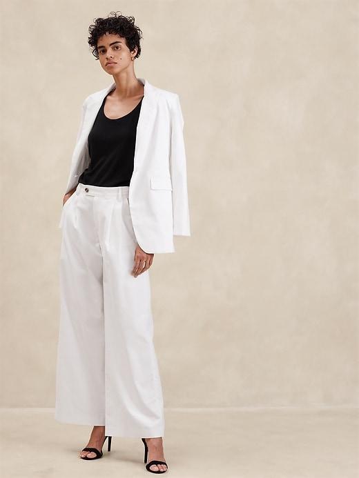 Linen-Blend Wide-Leg Pleated Trouser Product Image