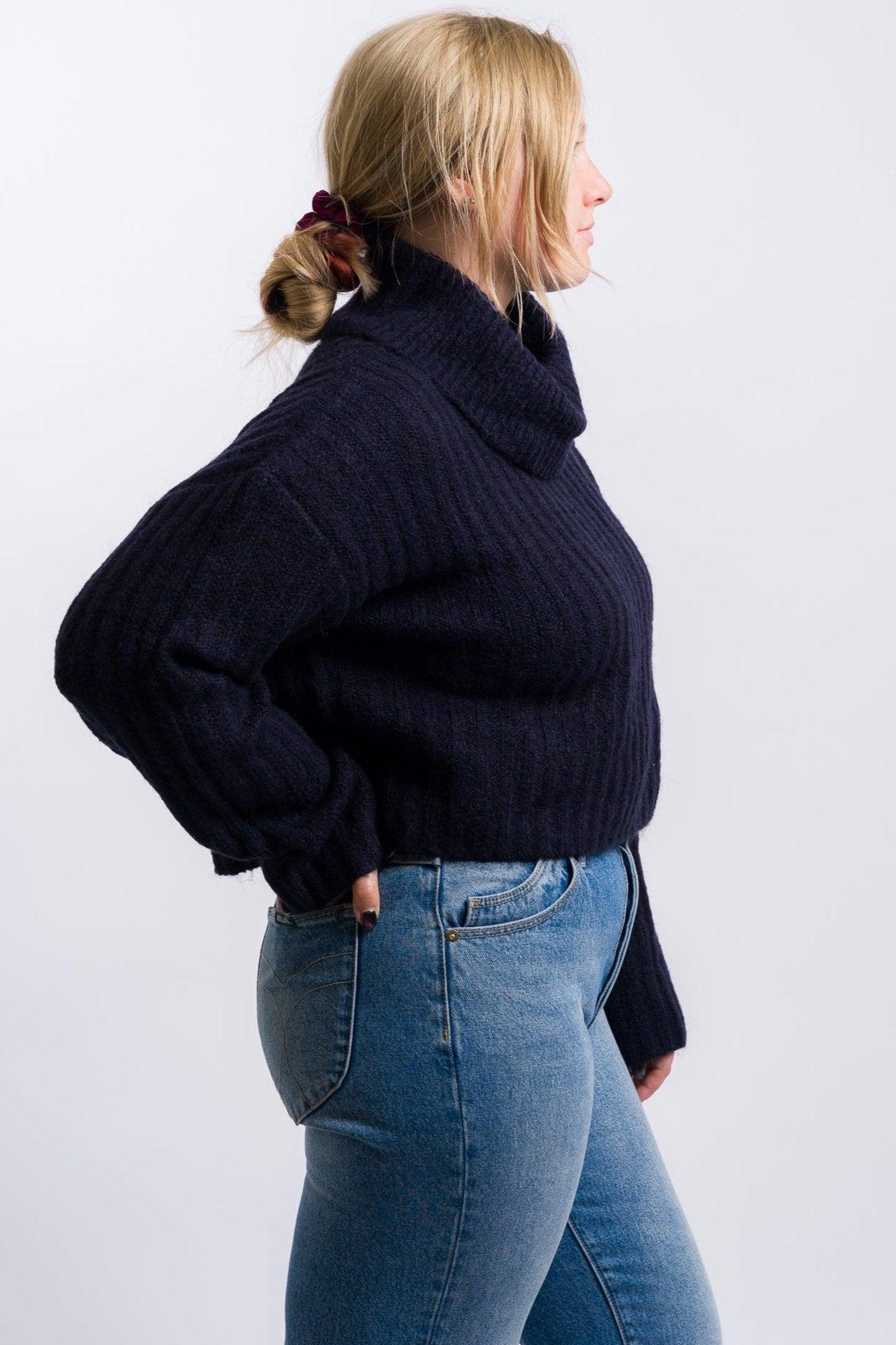 Nia Bruni Turtleneck Knit Sweater - Navy Female Product Image