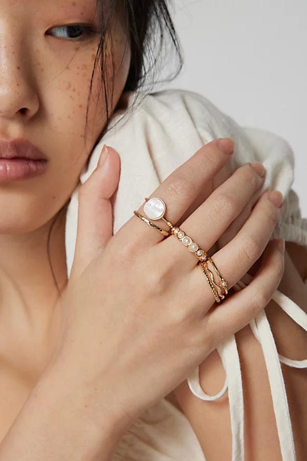 Delicate Pearl Ring Set Womens at Urban Outfitters Product Image