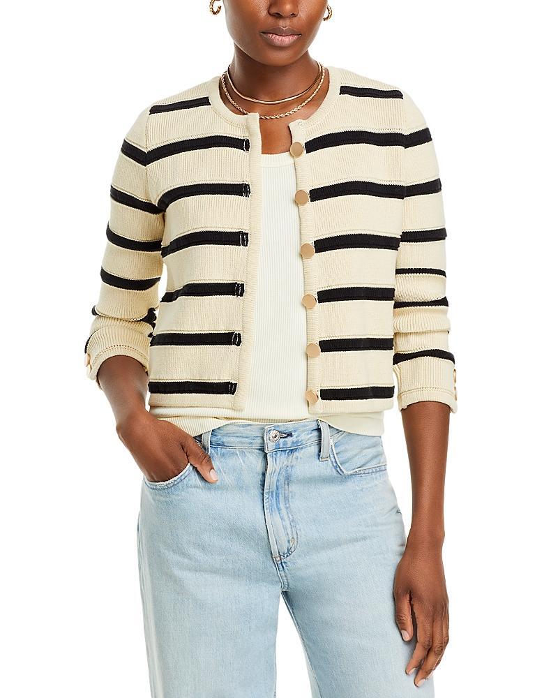 French Connection Marloe Stripe Crewneck Cropped Cardigan Product Image