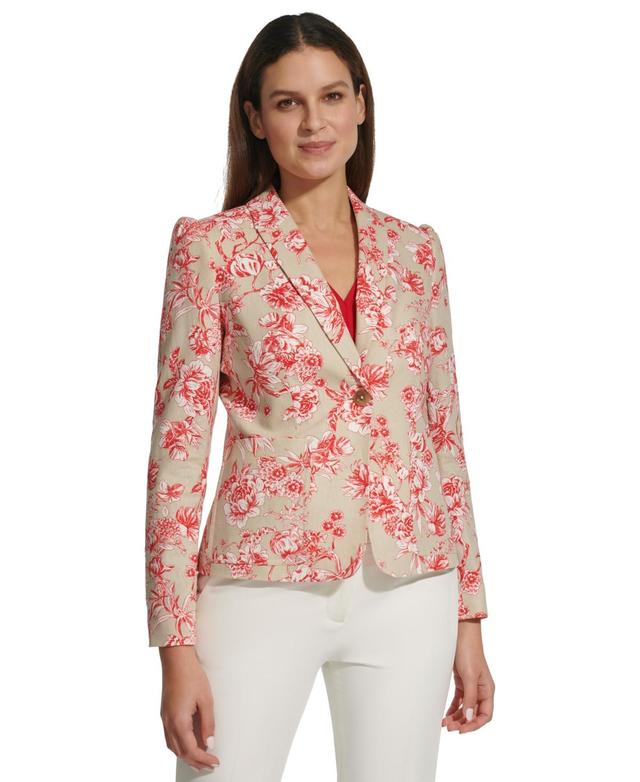 Tommy Hilfiger Womens Toile Single-Button Blazer - Beechwood Product Image