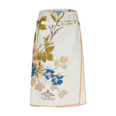 Floral Print Silk Midi Skirt In Blue Product Image