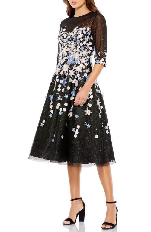 Mac Duggal Floral Appliqu Midi Cocktail Dress Product Image