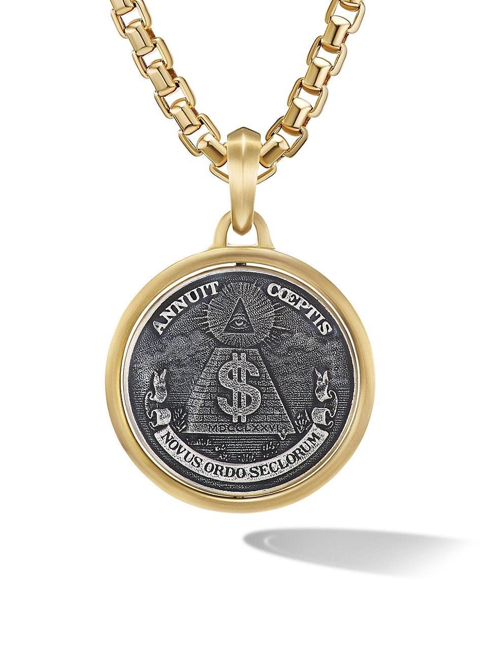 Mens Currency Duality Amulet in Sterling Silver with 18K Yellow Gold, 30MM Product Image