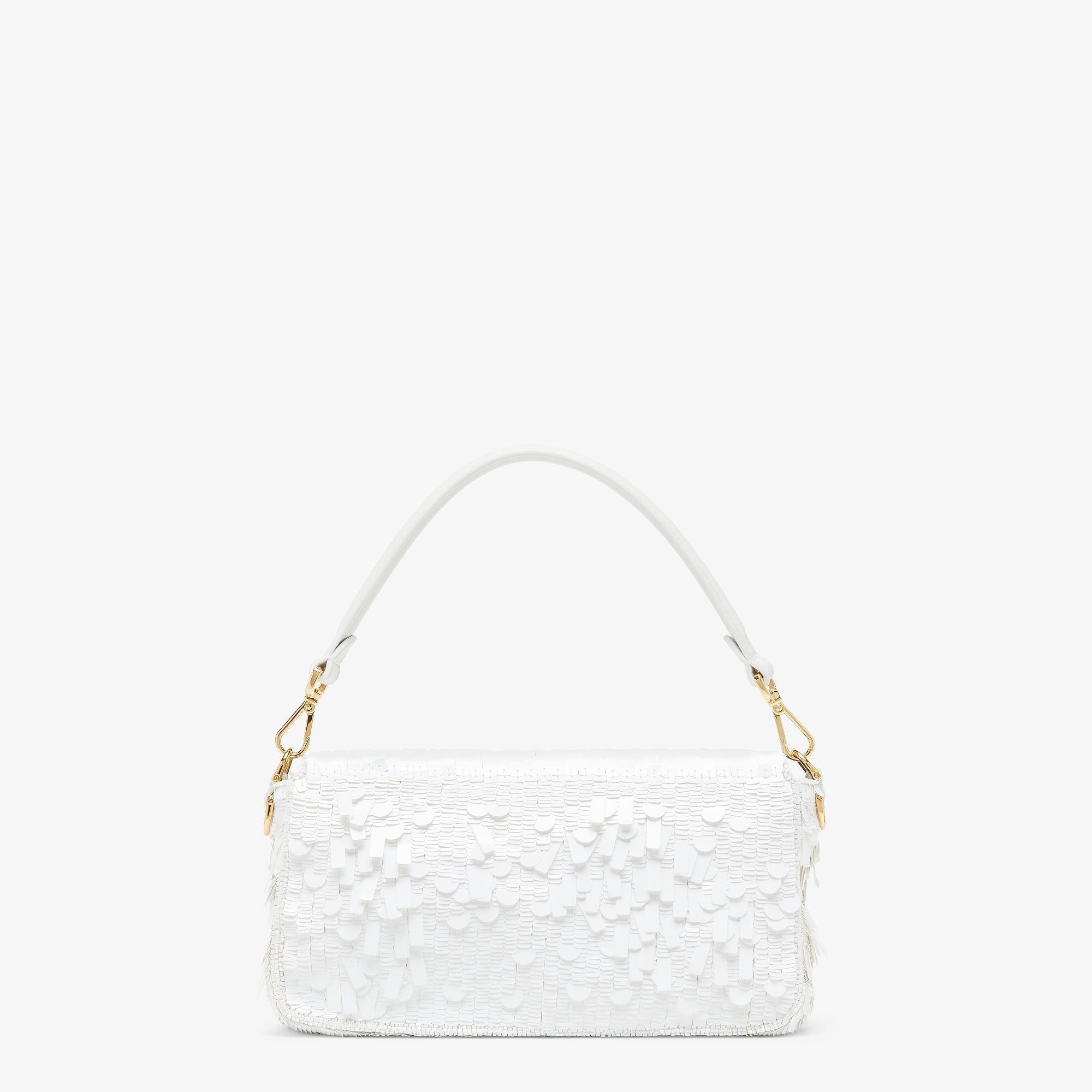 BaguetteWhite sequin and leather bag Product Image