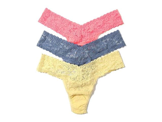 Hanky Panky Signature Lace Petite Low-Rise Thong 3-Pack (Buttercup Celeste Blue Ballet Pink) Women's Underwear Product Image