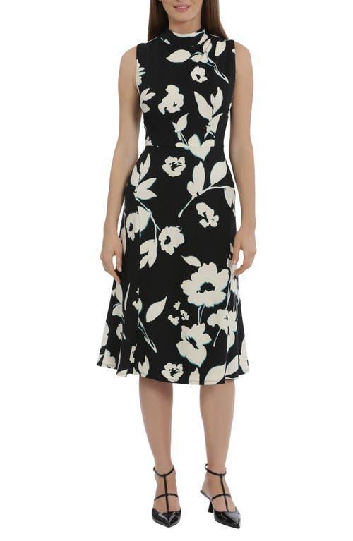 Maggy London Floral Mock Neck Midi Dress Product Image