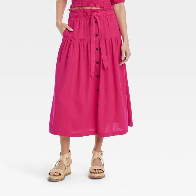 Womens Tie Waist Midi Skirt - Universal Thread L Product Image