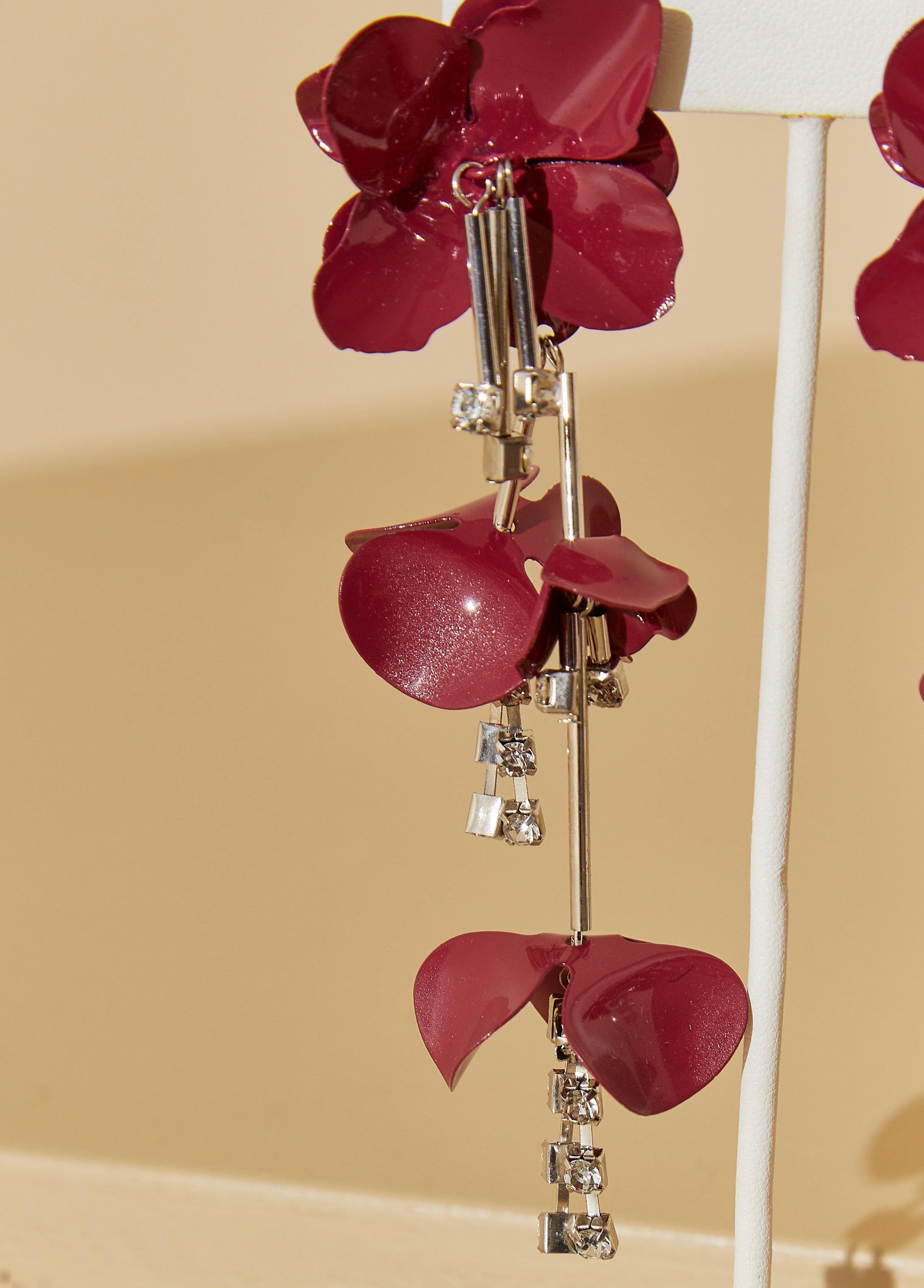 Crystal And Coated Petal Earrings Product Image