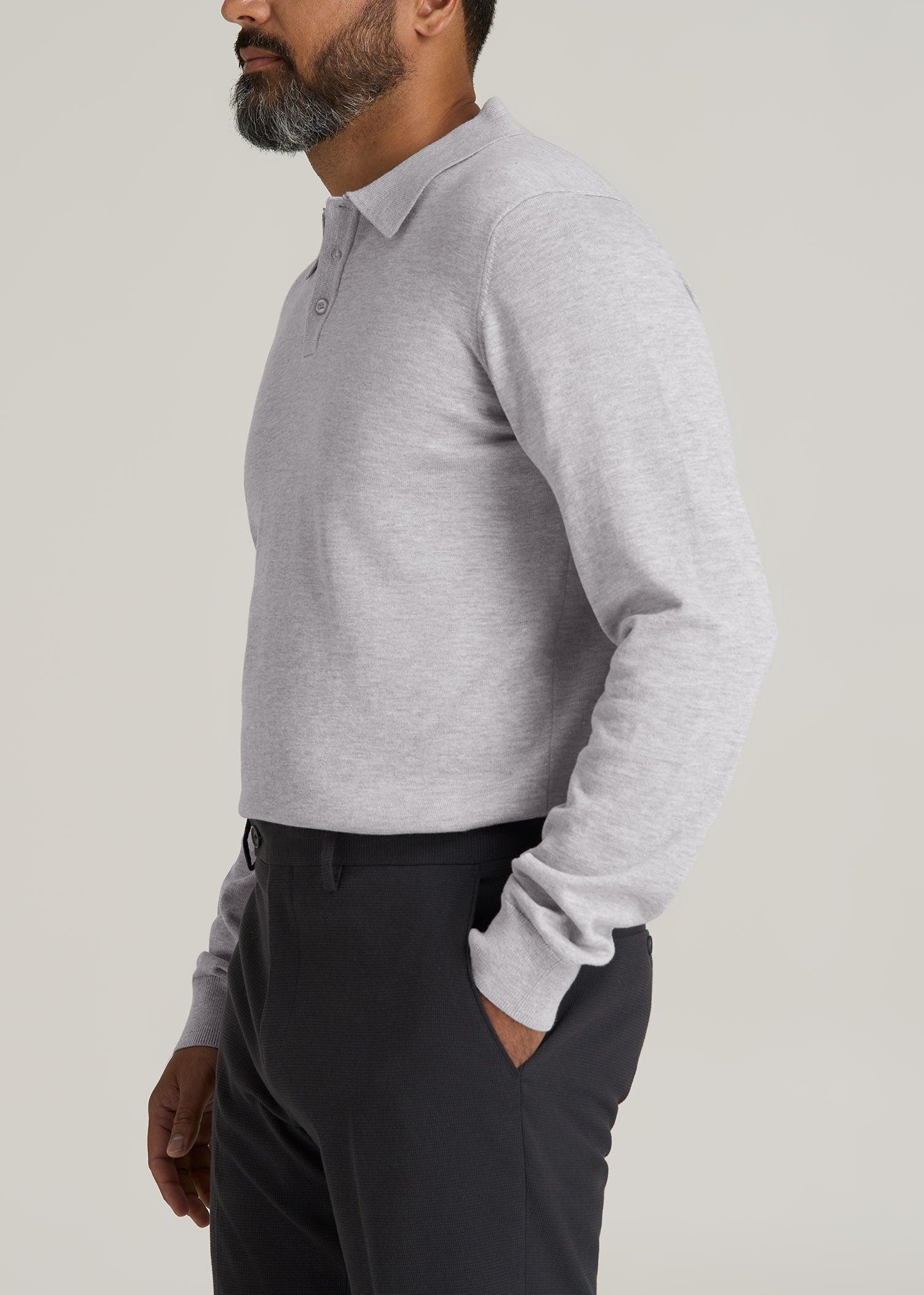 Men’s Tall Polo Sweater in Light Grey Male Product Image