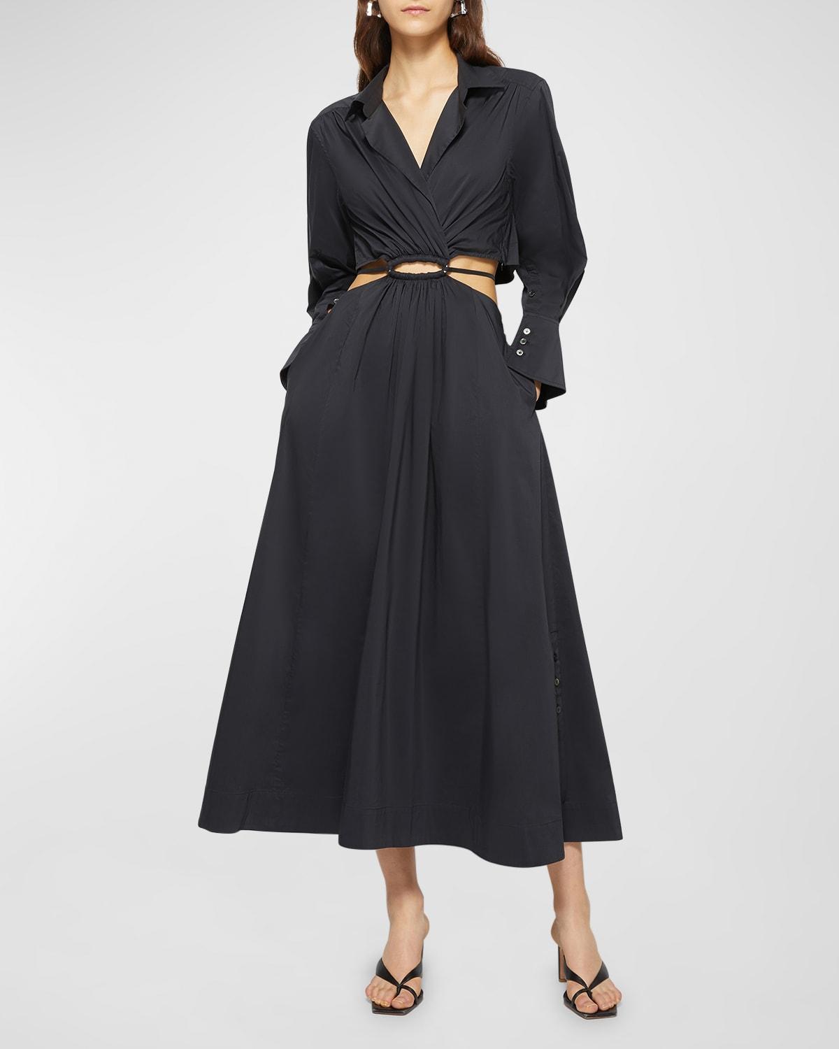 Womens Alex Pleated Poplin Cut-Out Maxi Shirtdress Product Image