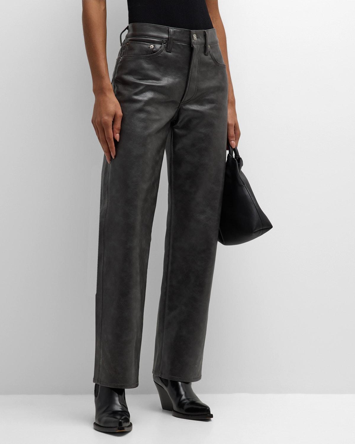 Womens Sloane Leather-Blend Pants Product Image