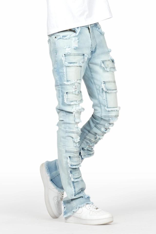 Erico Blue Stacked Flare Cargo Jean Male Product Image