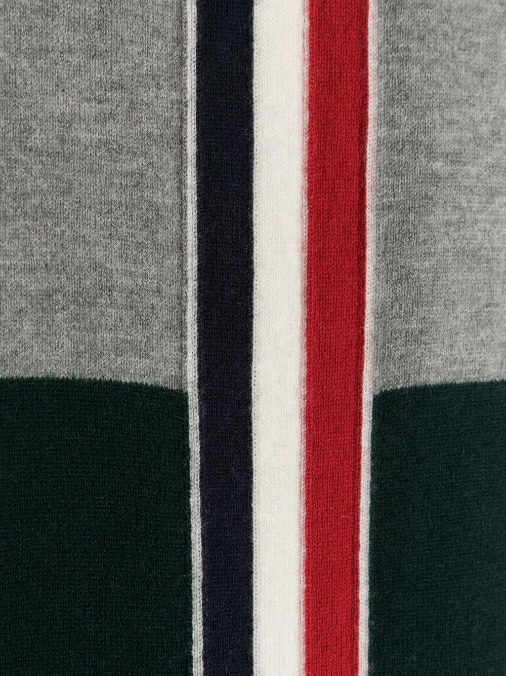 Tricolour Detail Knitted Scarf In Medium Grey Product Image