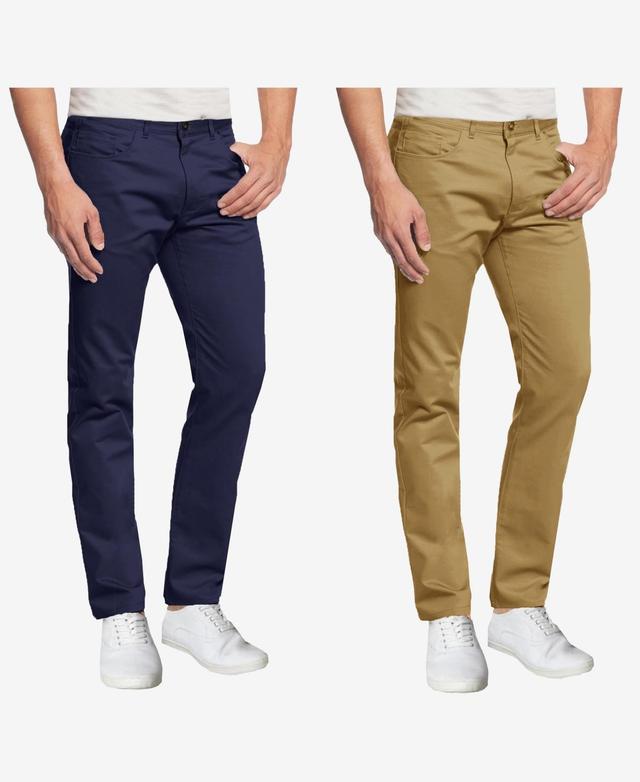 Galaxy By Harvic Mens 5-Pocket Ultra-Stretch Skinny Fit Chino Pants, Pack of 2 - Olive Product Image