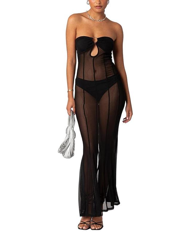 EDIKTED Maisy Sheer Mesh Strapless Maxi Dress Product Image