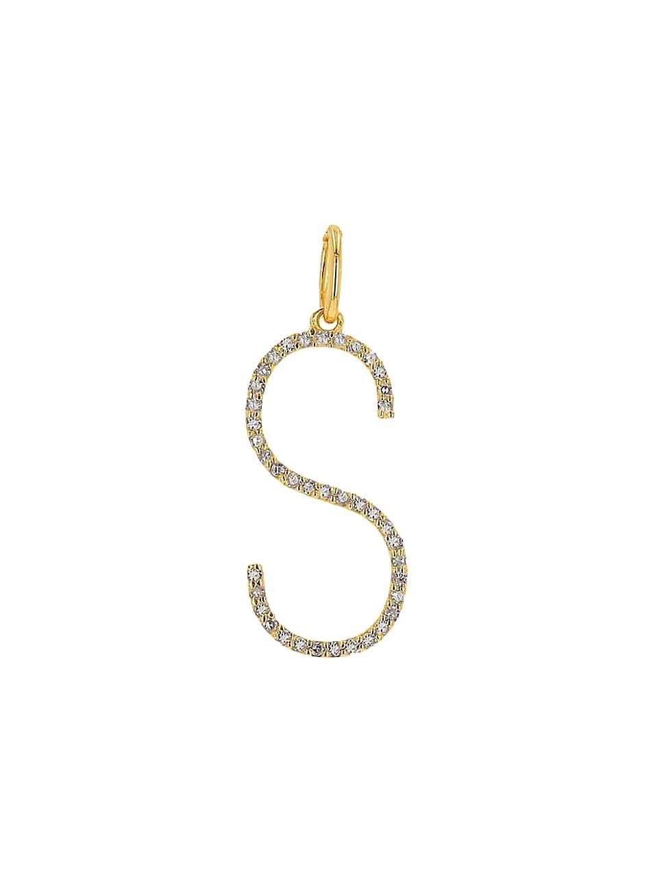 Womens 14K Yellow Gold & 0.16 TCW Diamond Oversized Initial Pendant Product Image