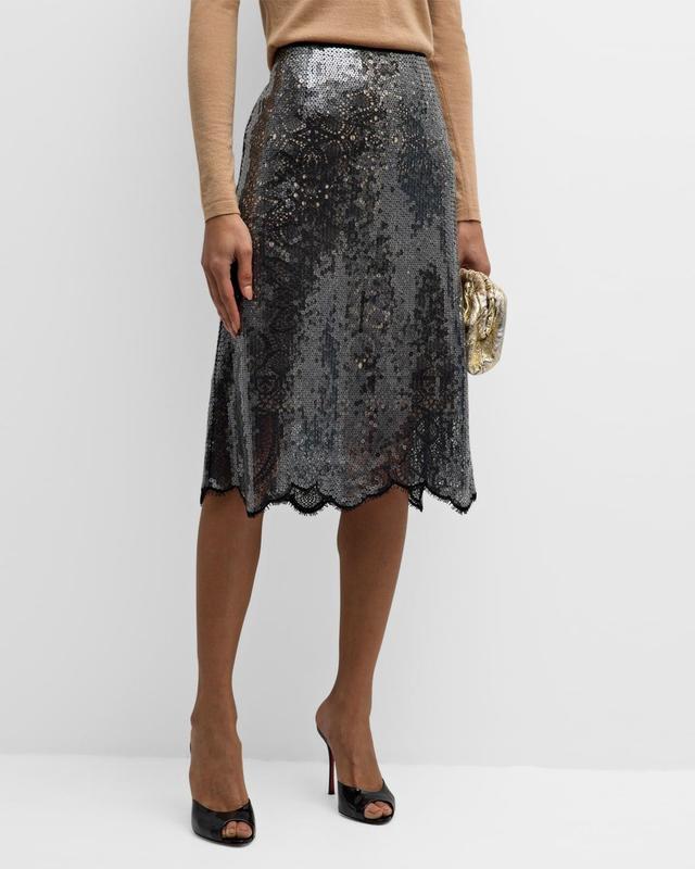 Womens Mackenzie Sequined Lace Midi-Skirt Product Image