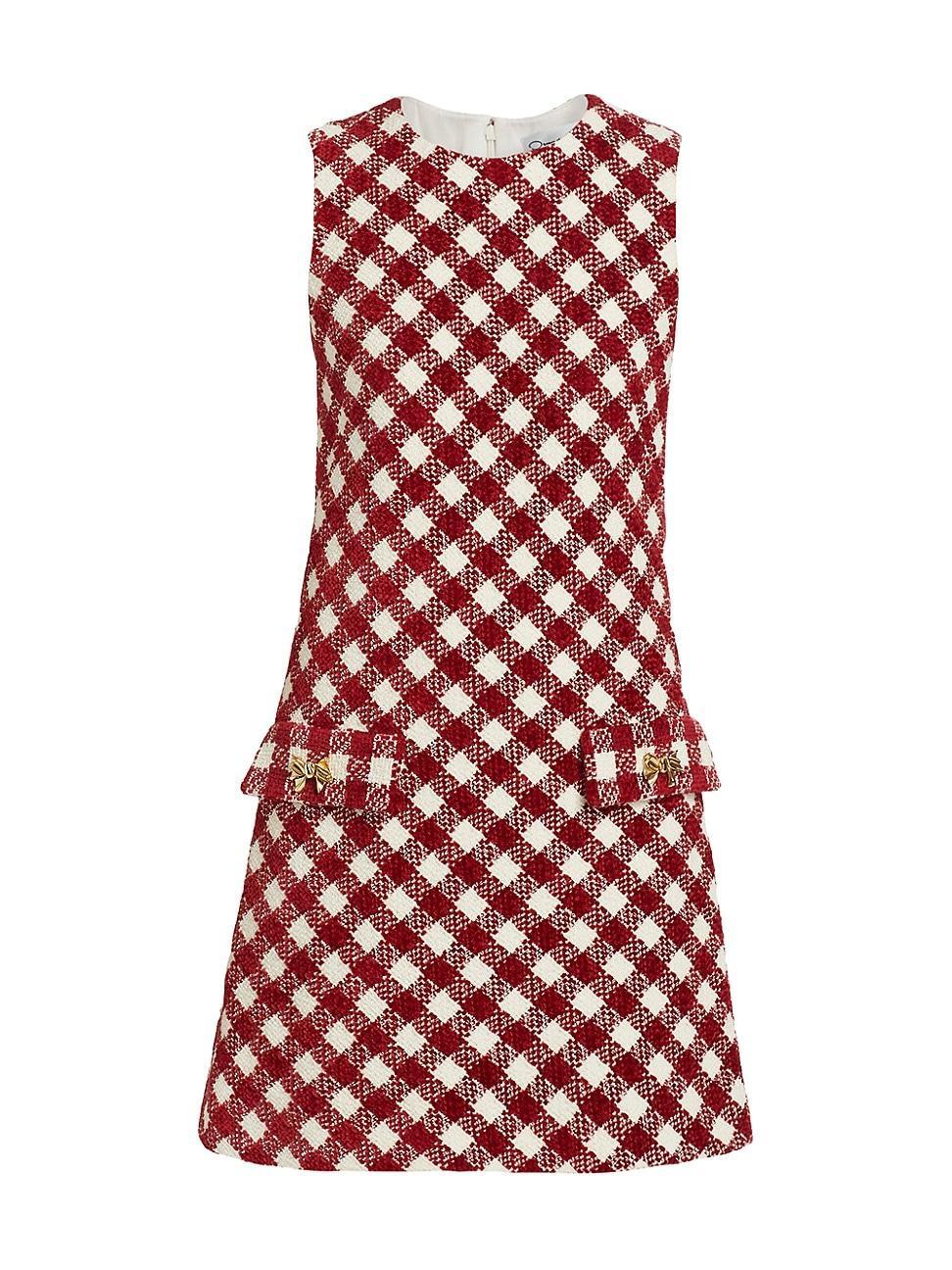 Womens Chenille Check Tweed Shift Dress Product Image