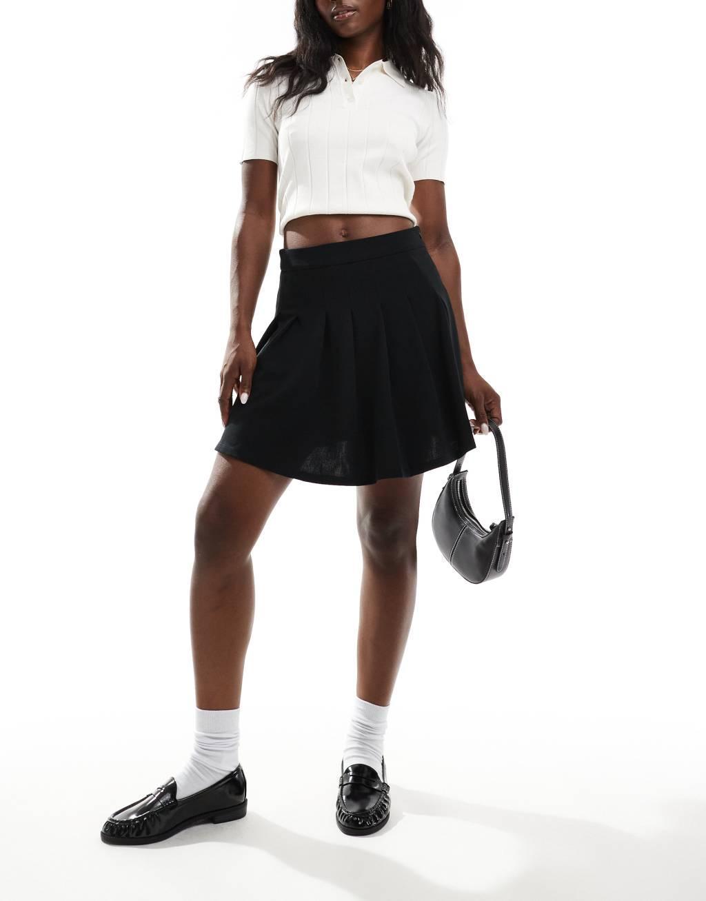 YAS pleated mini skirt in black Product Image