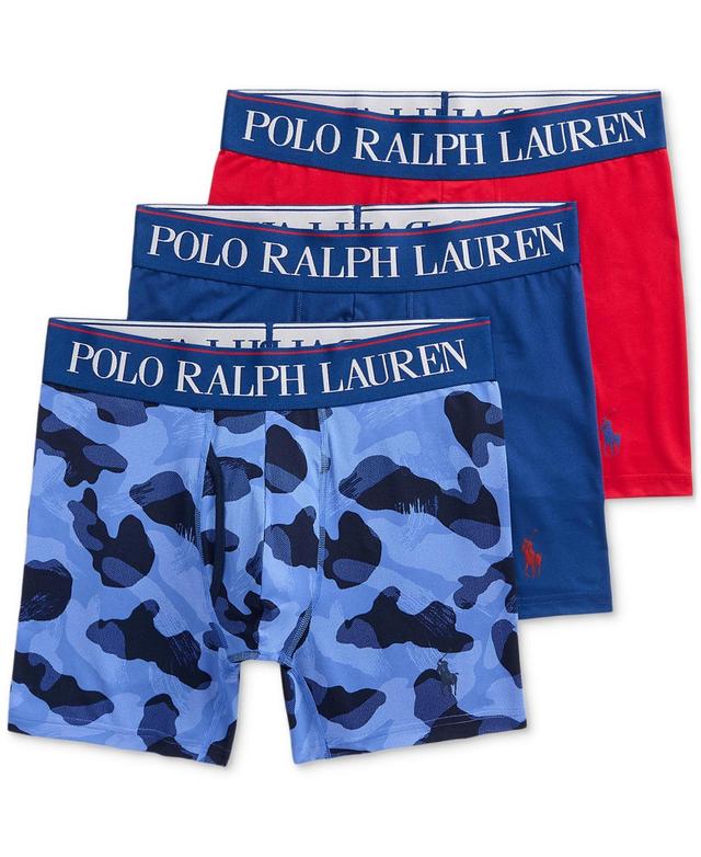 Polo Ralph Lauren Mens 3-Pk. 4D-Flex Cooling Microfiber Boxer Briefs - BRUSHSTROKE CAMO, HARRISON BLUE Product Image