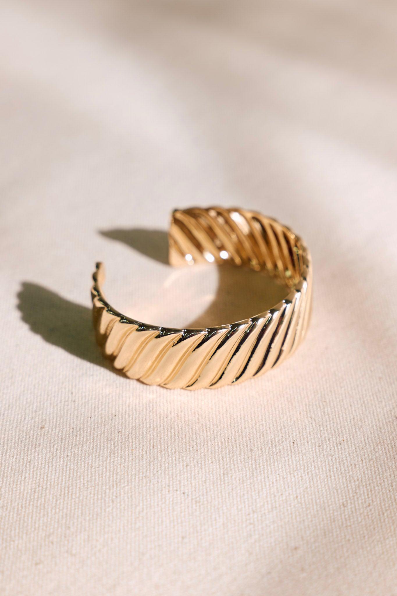 Twist and Shout Gold Textured Cuff Product Image